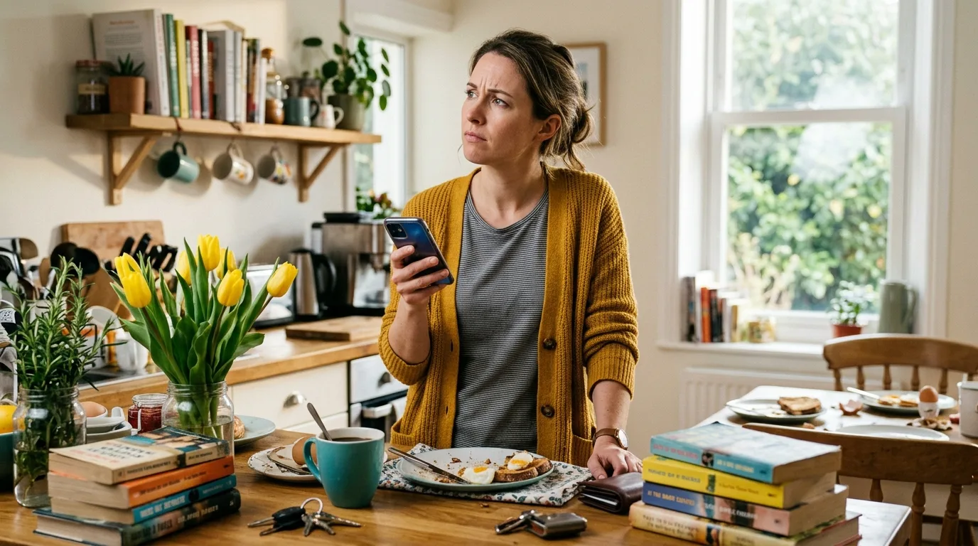 Smartphone-Bildschirm zeigt unscharfes Profilbild — Symbolbild für eine vorgetäuschte Online-Identität