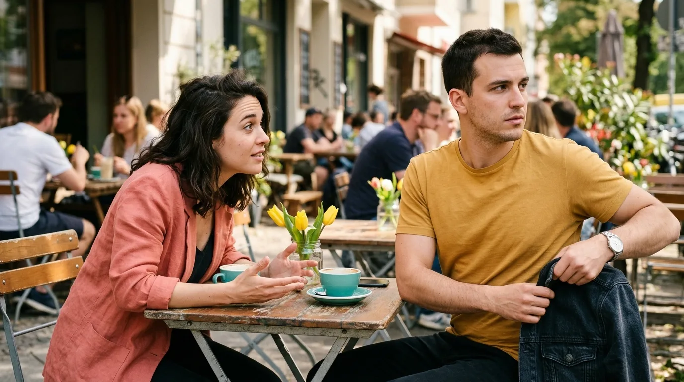Junge Frau schaut nachdenklich auf ihr Smartphone in weichem Nachmittagslicht — Symbolbild für Ghosting