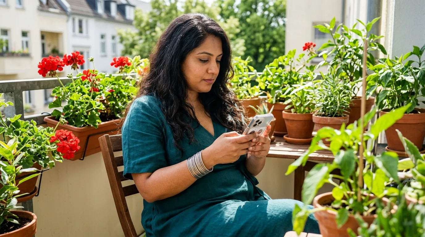 Person hält Smartphone mit Dating-App in der Hand, Datenschutz-Symbol im Hintergrund