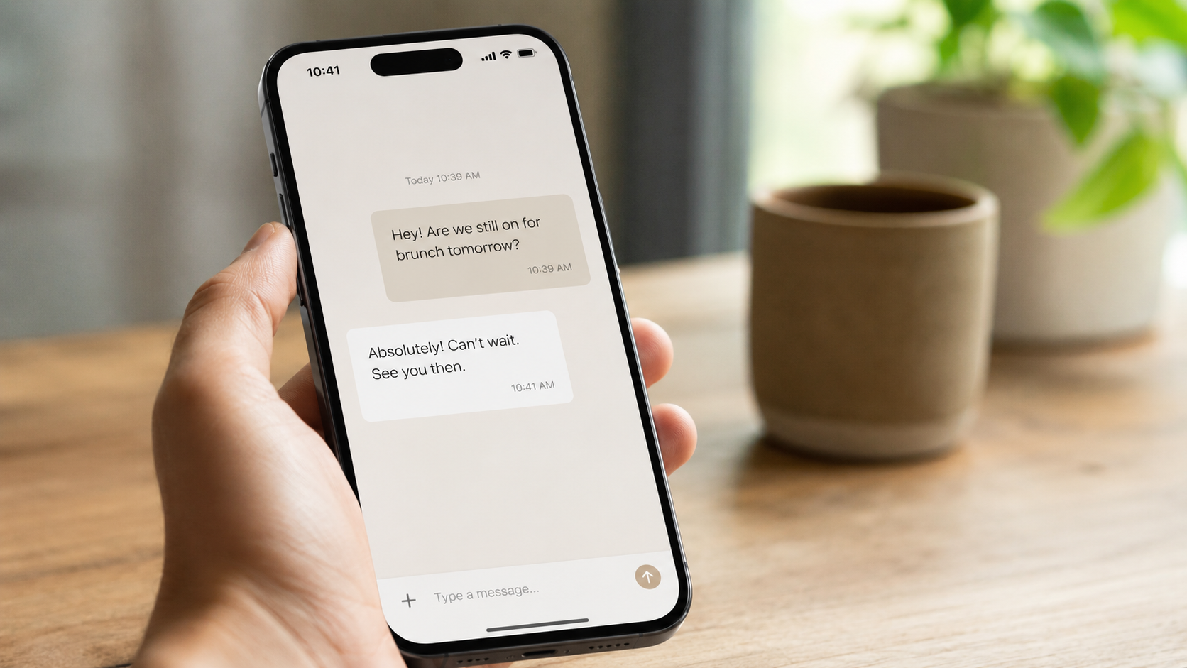 Screenshot einer Unterhaltung in einer KI-Begleiter-App, neutrales Design, keine Markennamen sichtbar